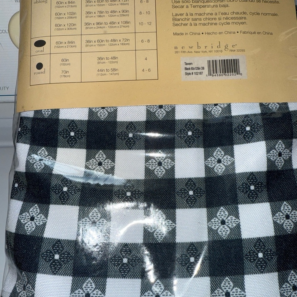 Newbridge Black and White Checkered Tablecloth - Picture 4 of 4